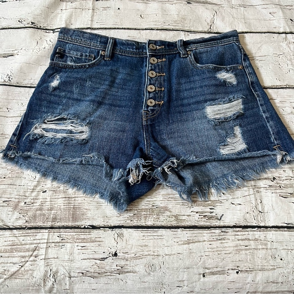 KanCan High Waist Distressed Denim Shorts Size 28 - Picture 10 of 11